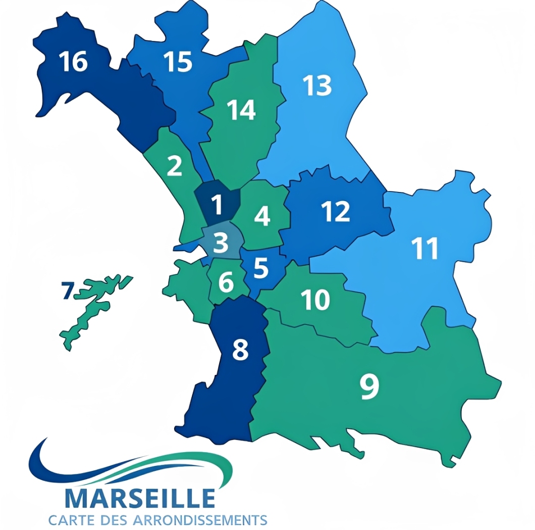 Carte des arrondissements de Marseille – Zone d'intervention NET PRO